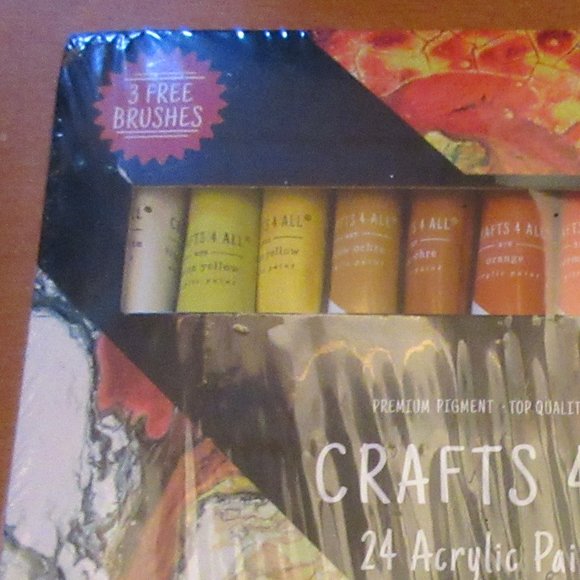 NEW SET OF 24 ACRYLIC PAINTS with Brushes CRAFTS ART PAINTING Paint Tubes GIFT - Picture 3 of 3